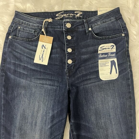 Seven7 Women's Ultra High Rise Ankle Skinny Exposed Button Front Jeans Sz 16 NWT - Picture 4 of 12